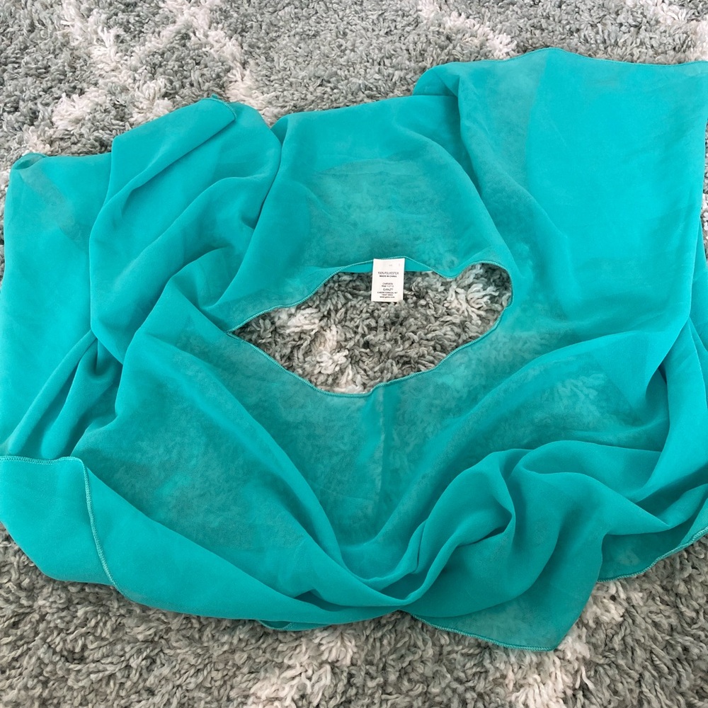Vibrant Teal Sheer Scarf / Shaw